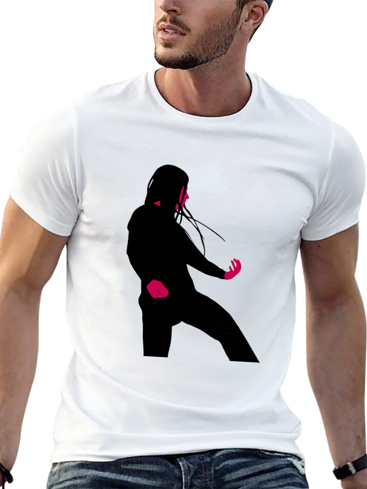 Silhouette Graphic Black Crew Neck T-Shirt