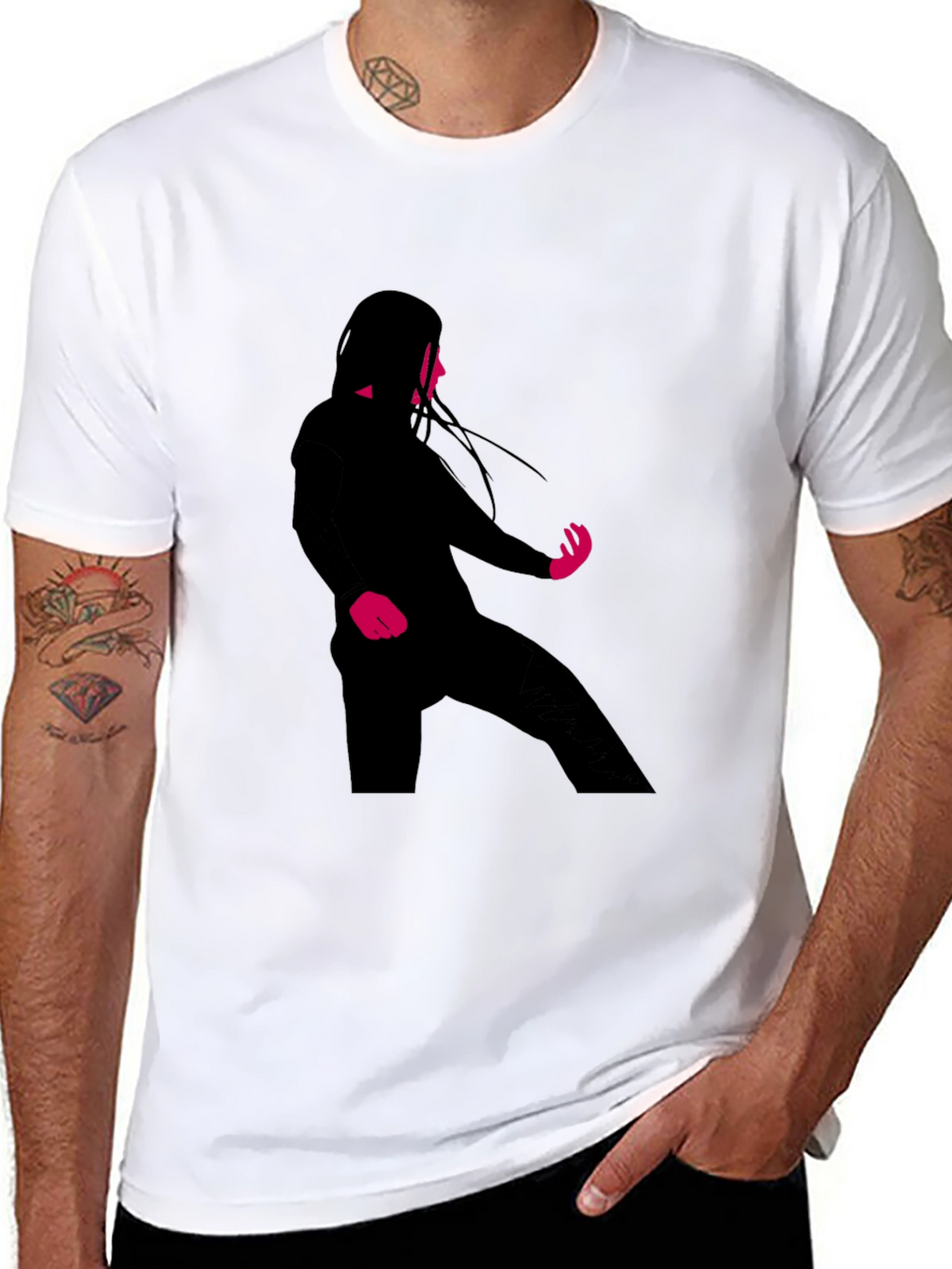 Silhouette Graphic Black Crew Neck T-Shirt