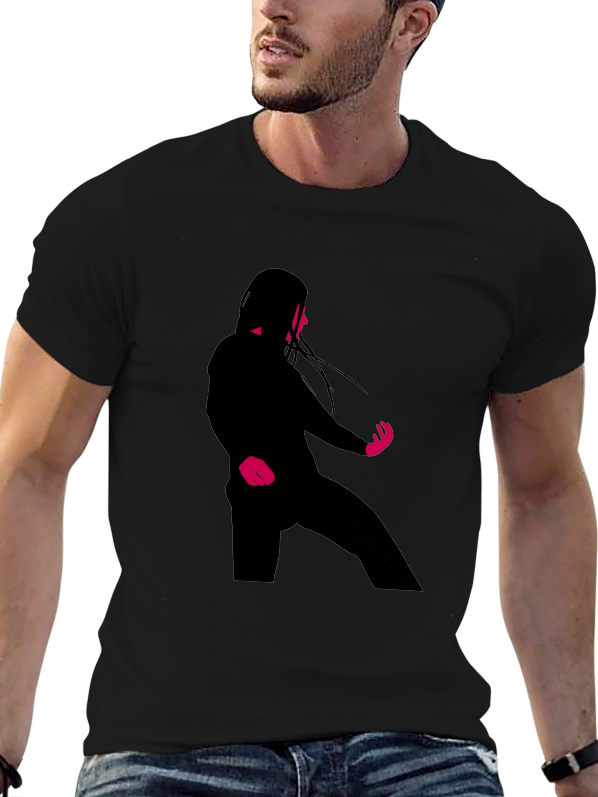 Silhouette Graphic Black Crew Neck T-Shirt