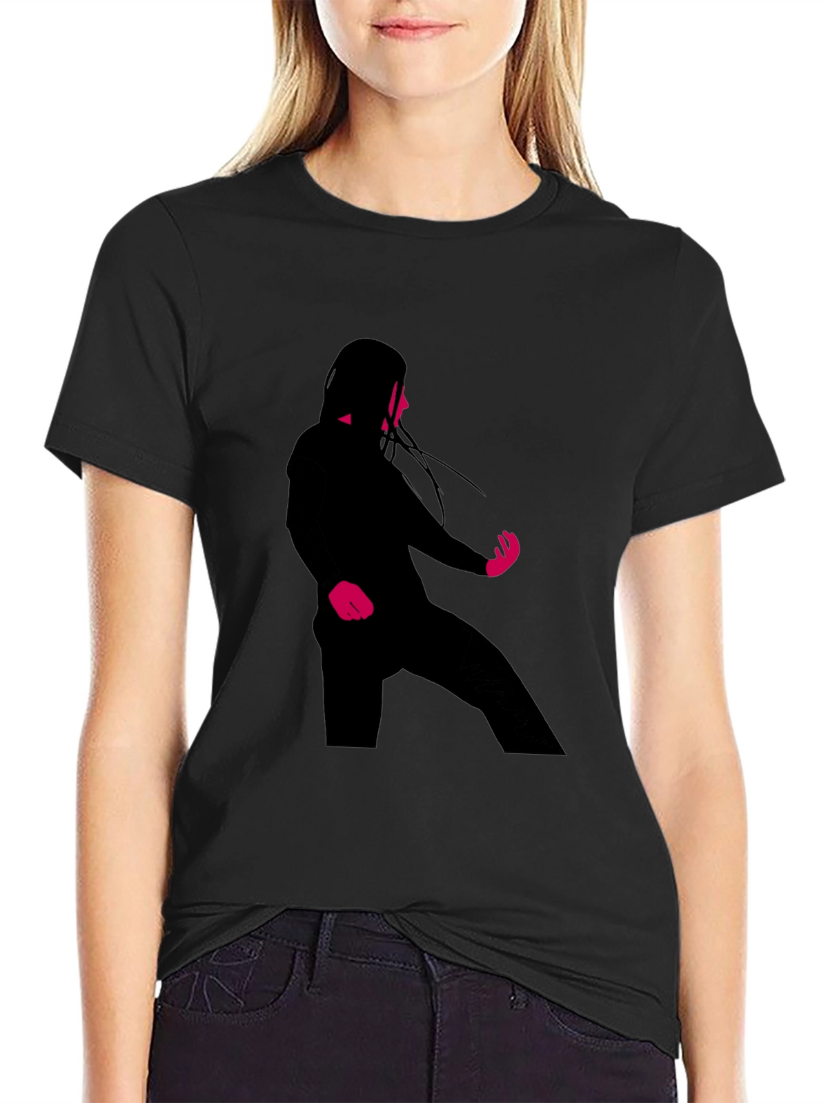 Silhouette Graphic Black Crew Neck T-Shirt