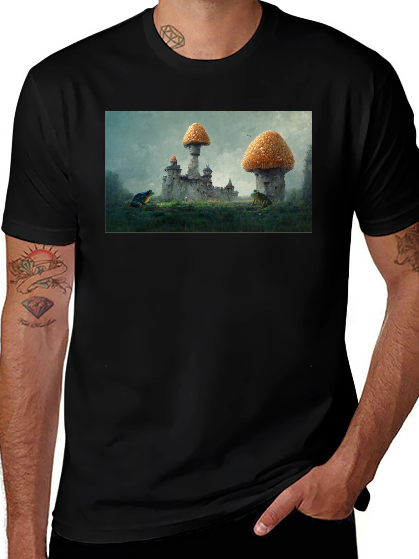 Mushroom Castle Black T-Shirt