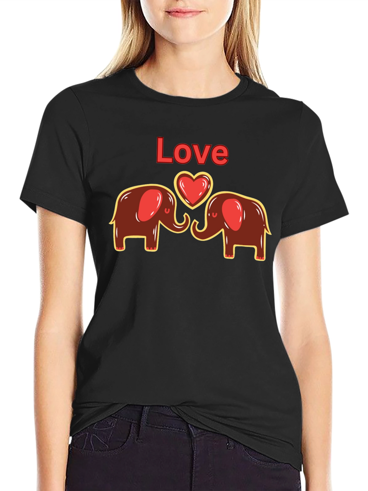 Elephant Love Graphic Tee - Cute Animal Design
