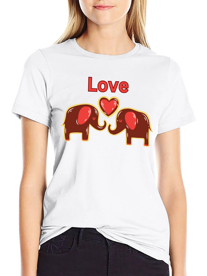 Elephant Love Graphic Tee - Cute Animal Design