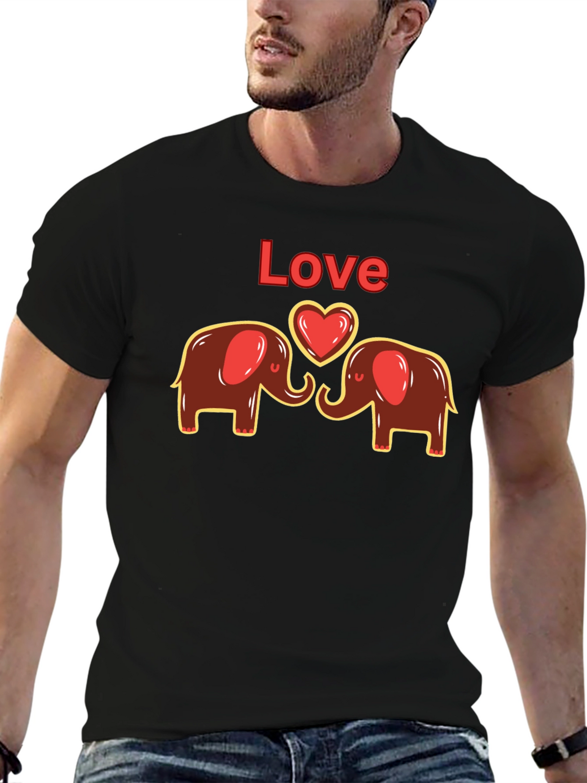 Elephant Love Graphic Tee - Cute Animal Design