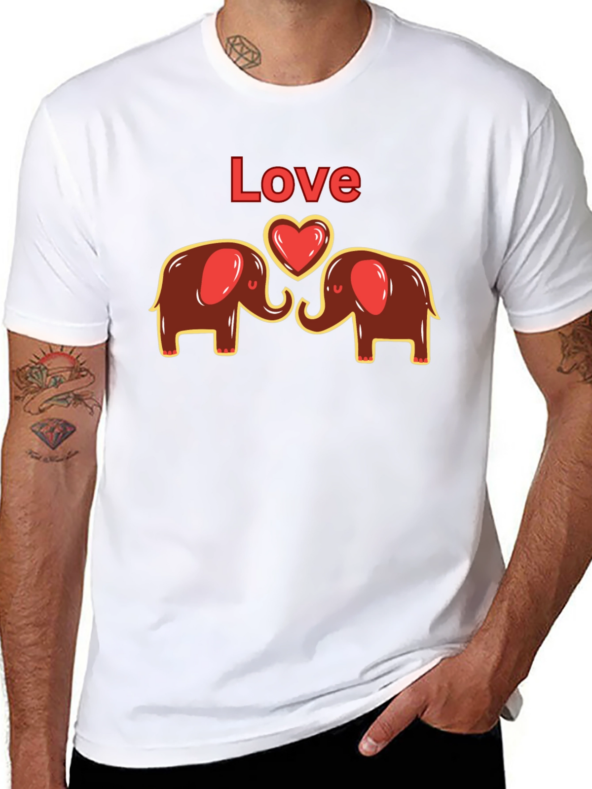 Elephant Love Graphic Tee - Cute Animal Design