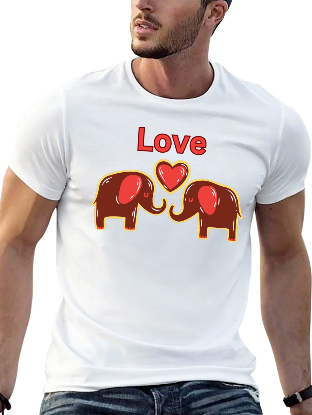 Elephant Love Graphic Tee - Cute Animal Design