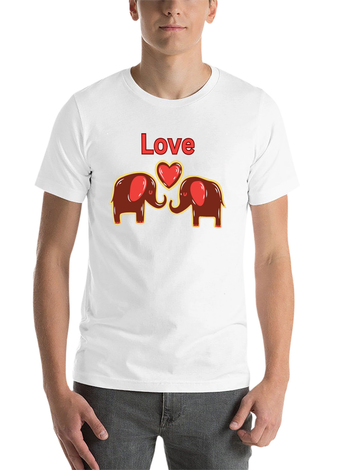 Elephant Love Graphic Tee - Cute Animal Design