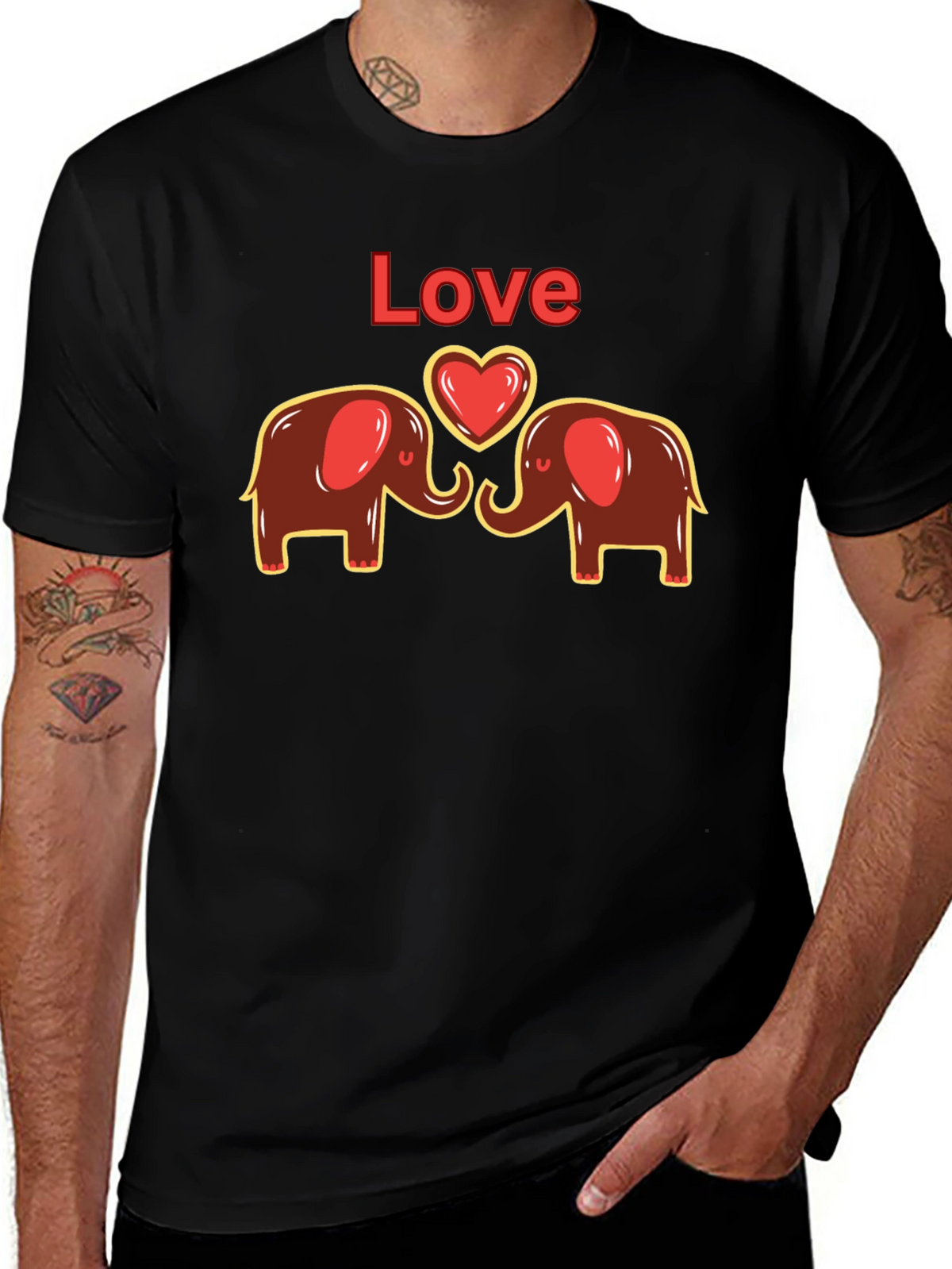 Elephant Love Graphic Tee - Cute Animal Design