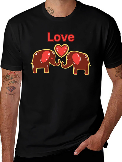 Elephant Love Graphic Tee - Cute Animal Design