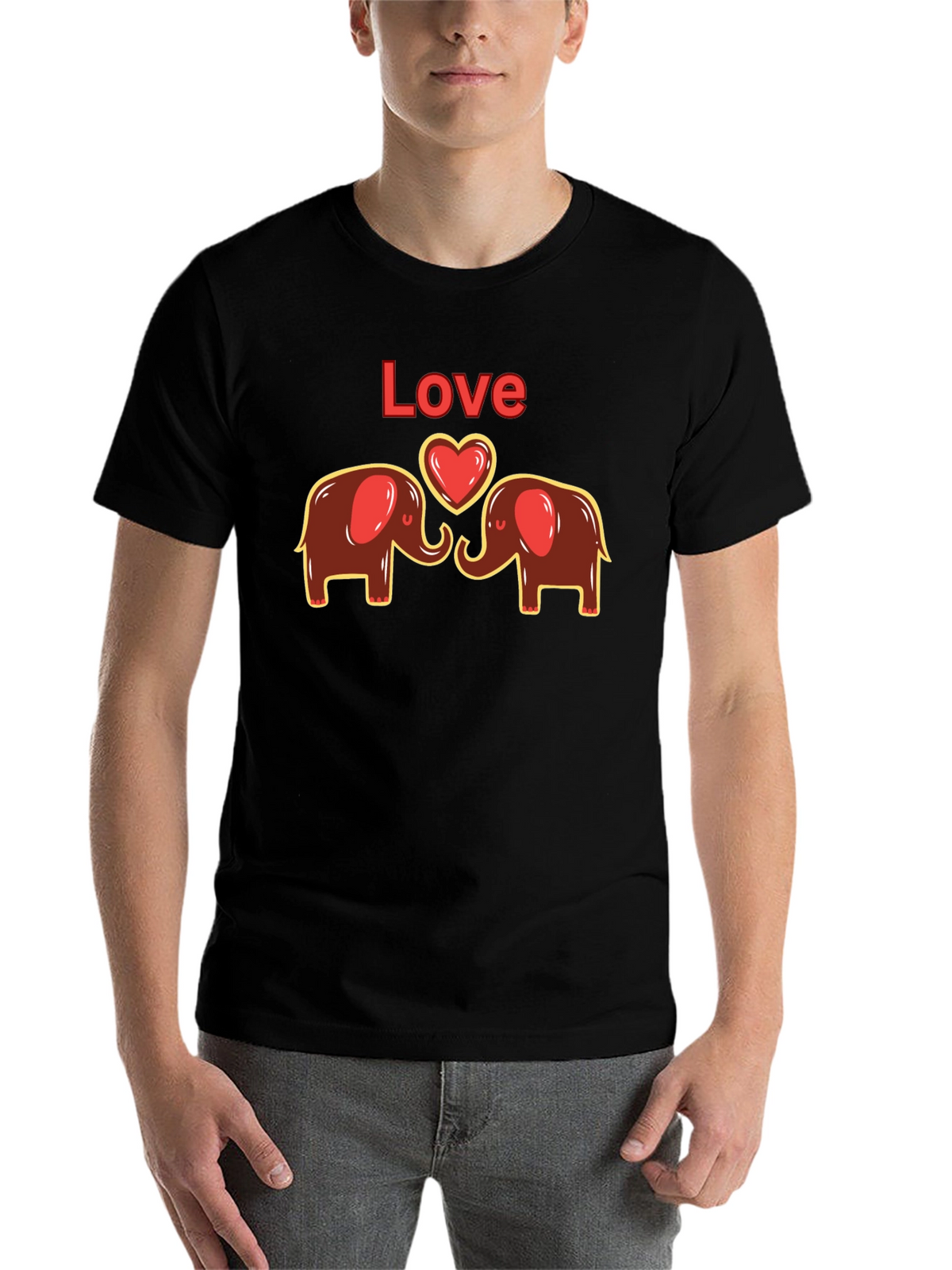 Elephant Love Graphic Tee - Cute Animal Design