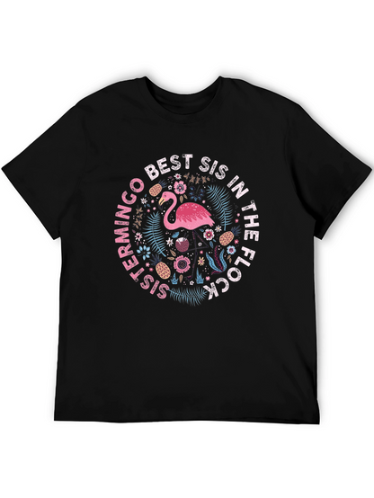Flamingo Best Sis In The Flock Graphic T-Shirt