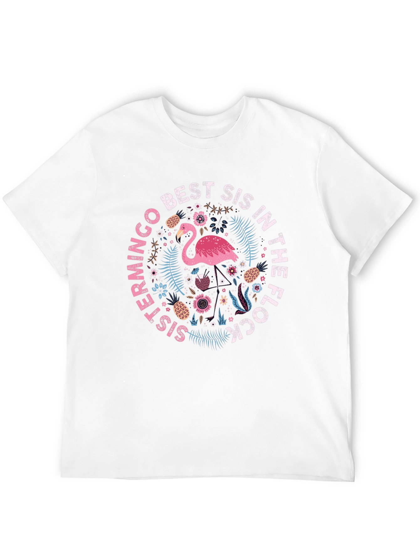 Flamingo Best Sis In The Flock Graphic T-Shirt