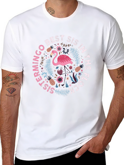 Flamingo Best Sis In The Flock Graphic T-Shirt