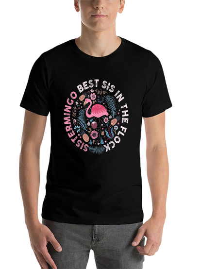 Flamingo Best Sis In The Flock Graphic T-Shirt