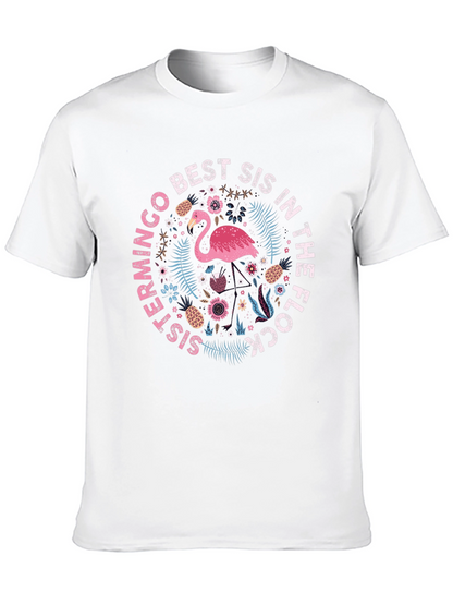 Flamingo Best Sis In The Flock Graphic T-Shirt