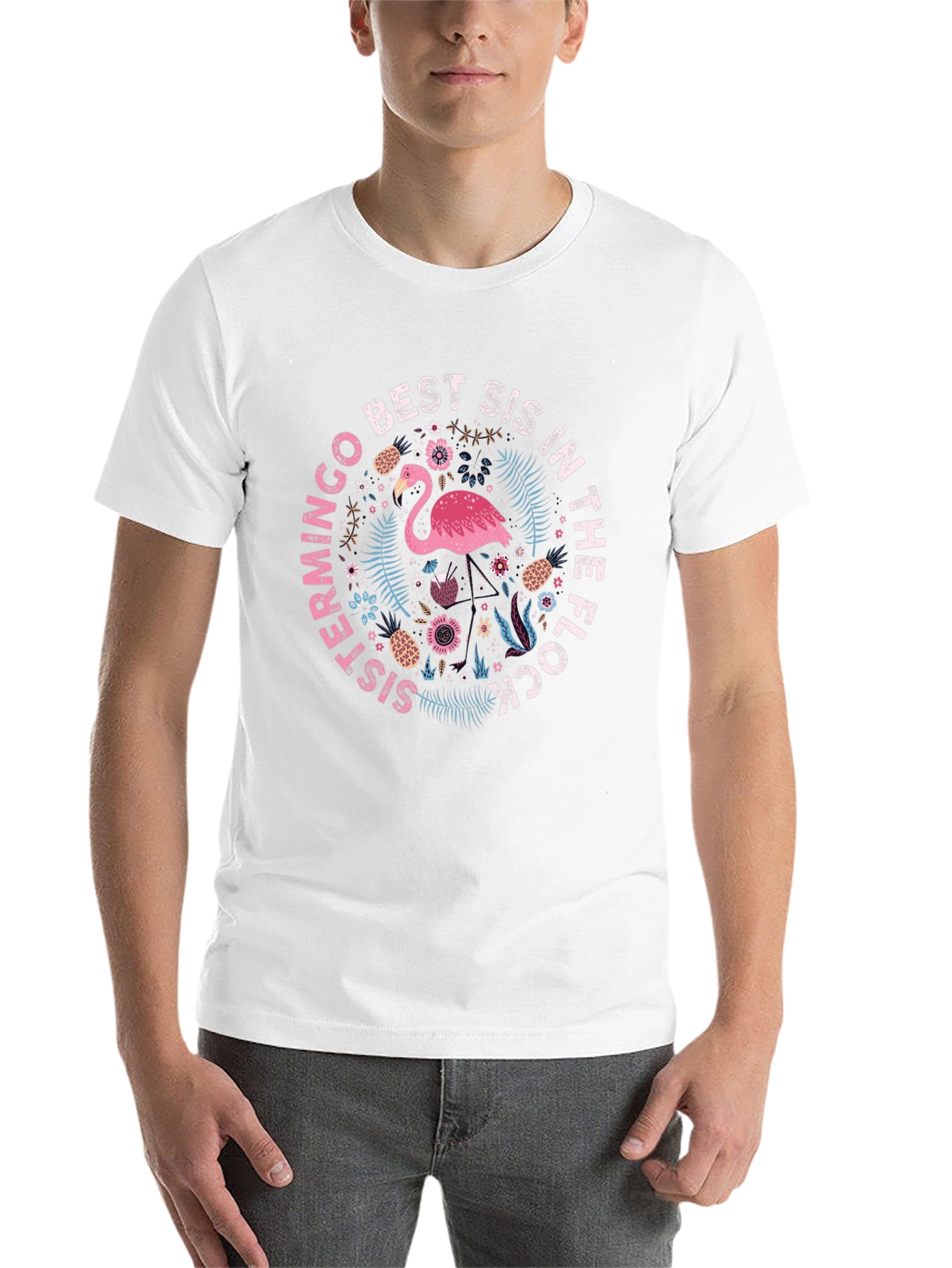 Flamingo Best Sis In The Flock Graphic T-Shirt