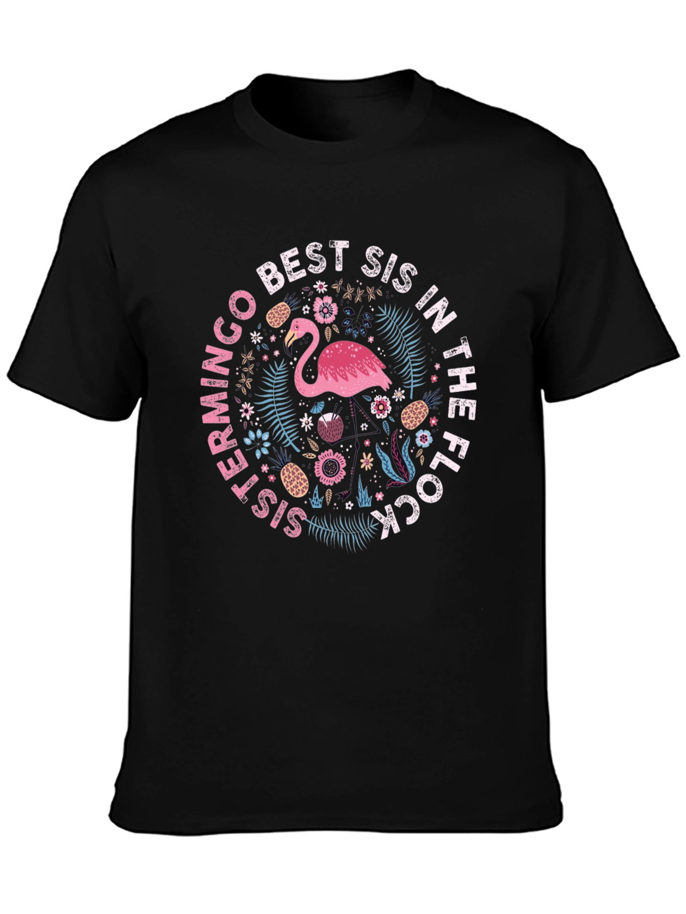 Flamingo Best Sis In The Flock Graphic T-Shirt