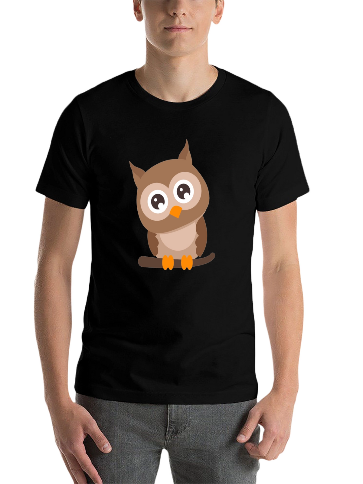 Mens Black Owl Graphic Tee