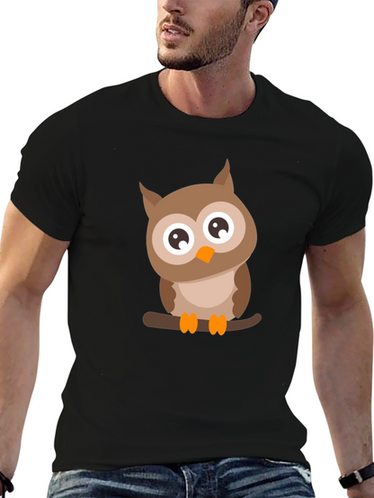 Mens Black Owl Graphic Tee