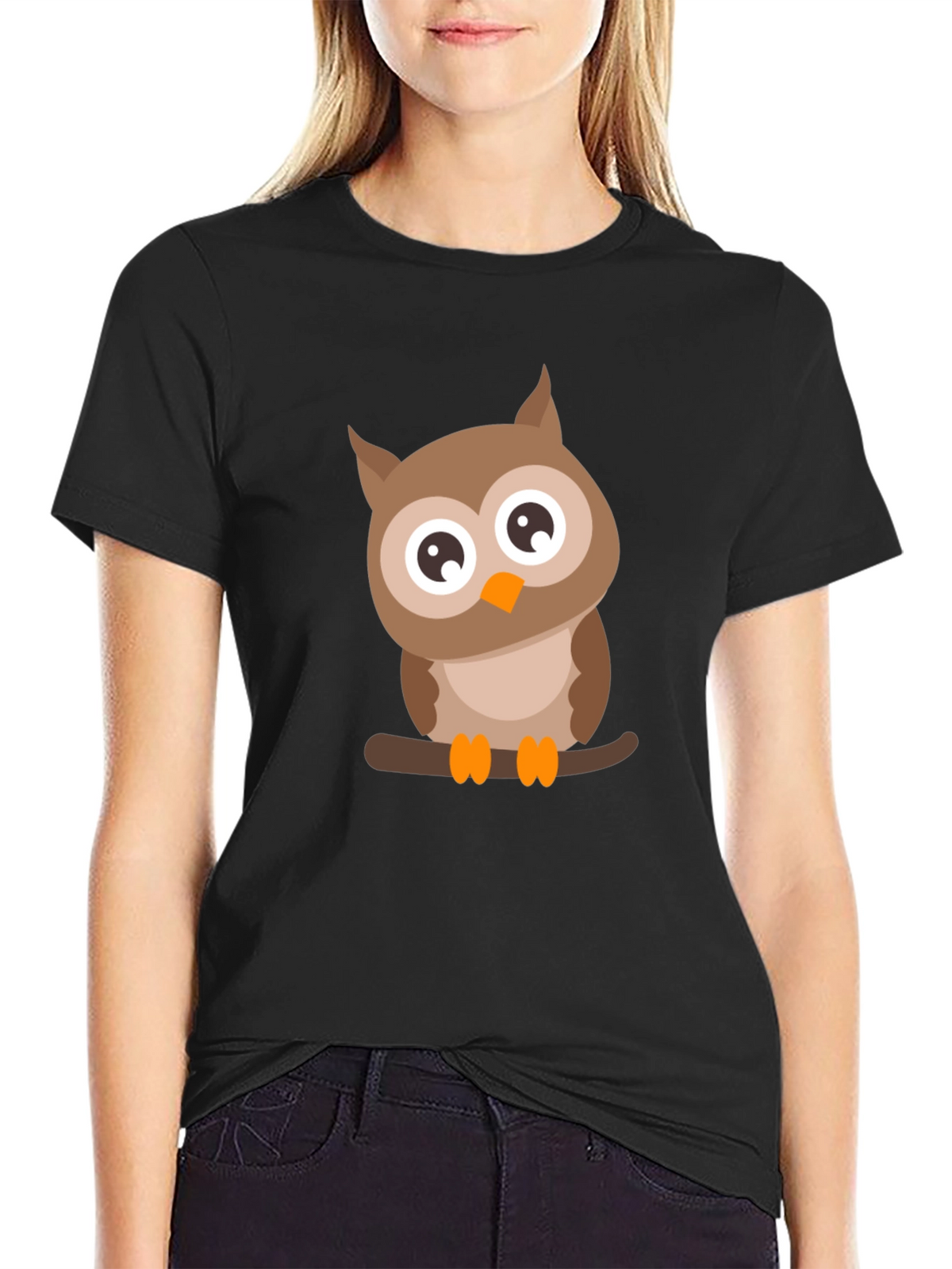 Mens Black Owl Graphic Tee
