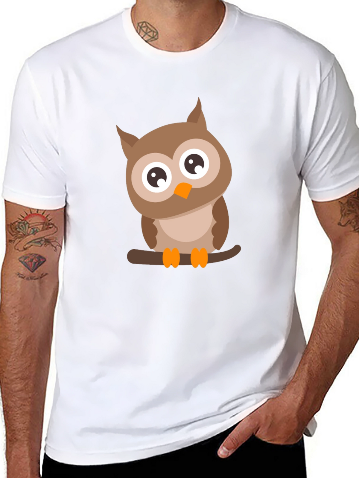 Mens Black Owl Graphic Tee