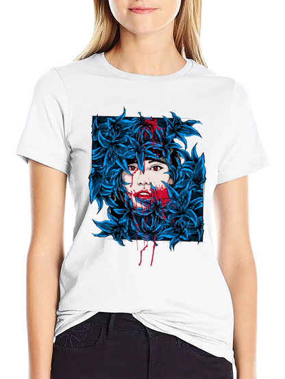 Floral Woman Graphic Tee - Black