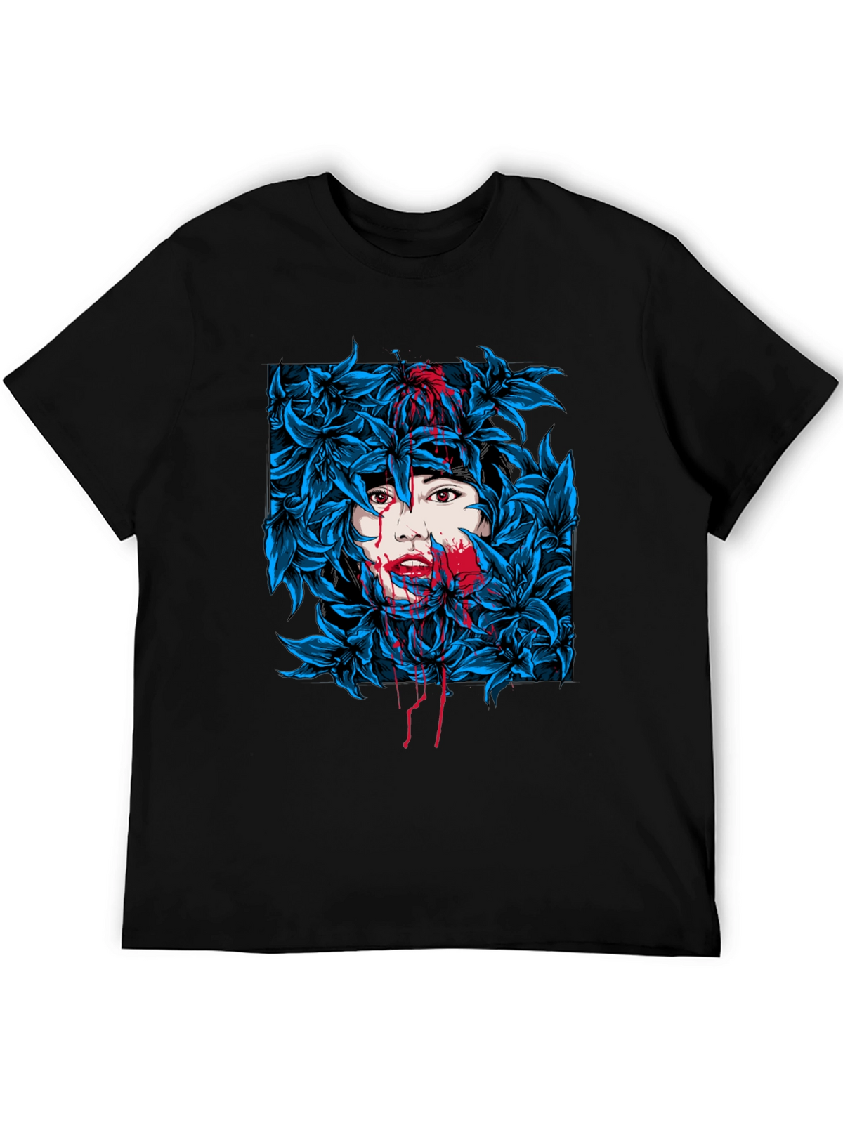 Floral Woman Graphic Tee - Black