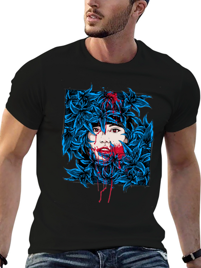 Floral Woman Graphic Tee - Black