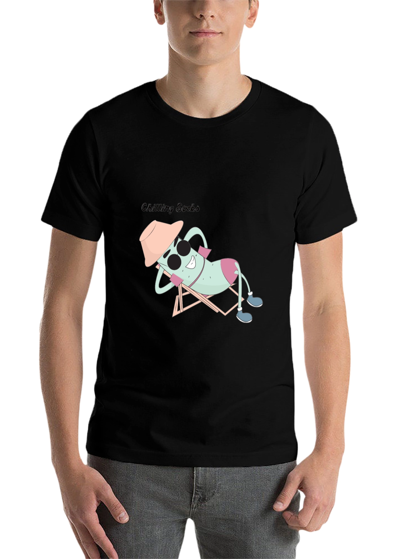 Chilling Socks Graphic Tee - Black Cotton Comfort