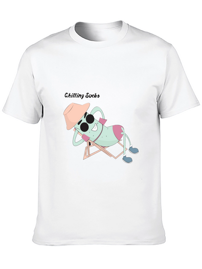 Chilling Socks Graphic Tee - Black Cotton Comfort
