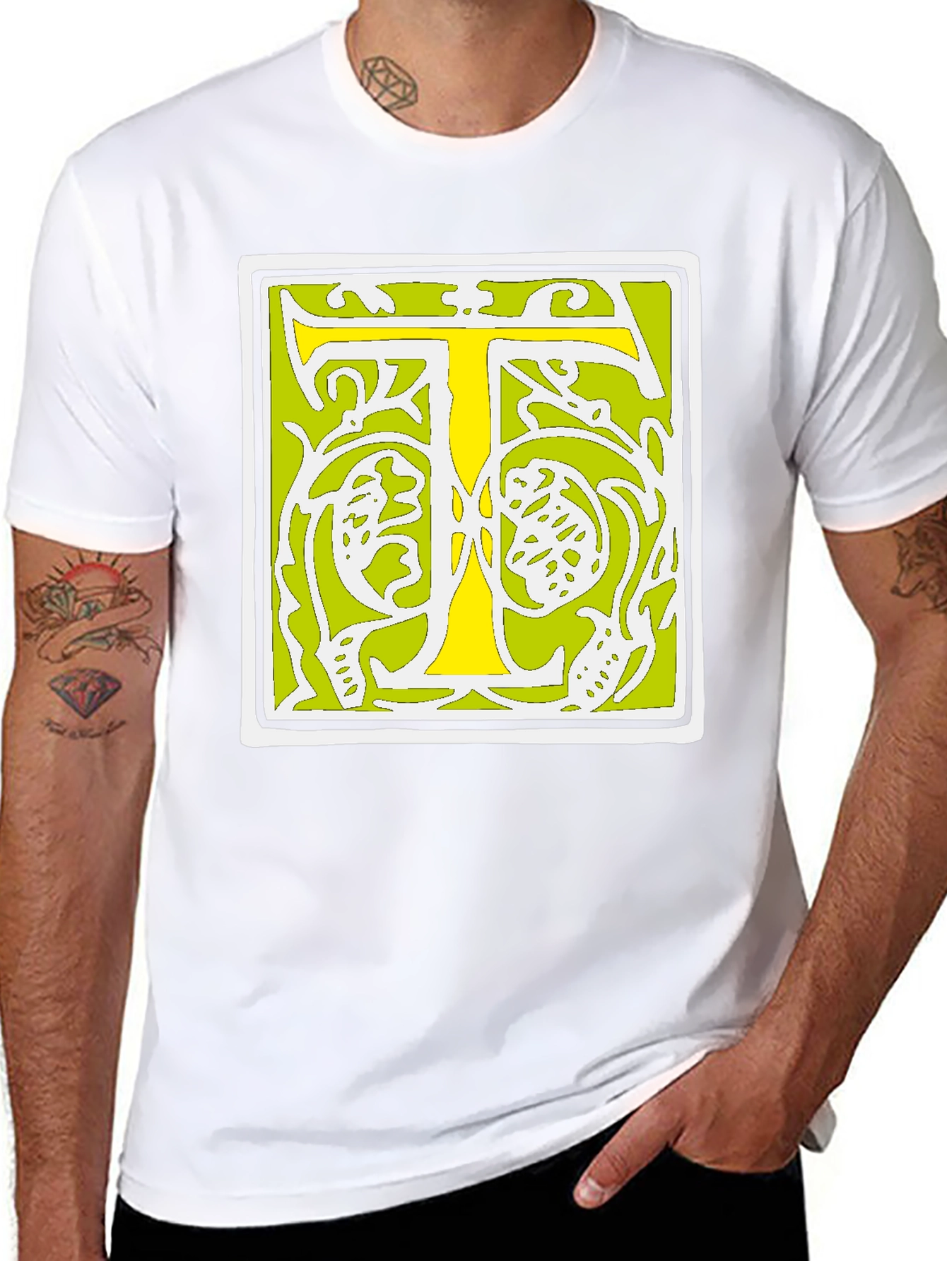 Initial T Graphic Tee - Black Cotton Blend