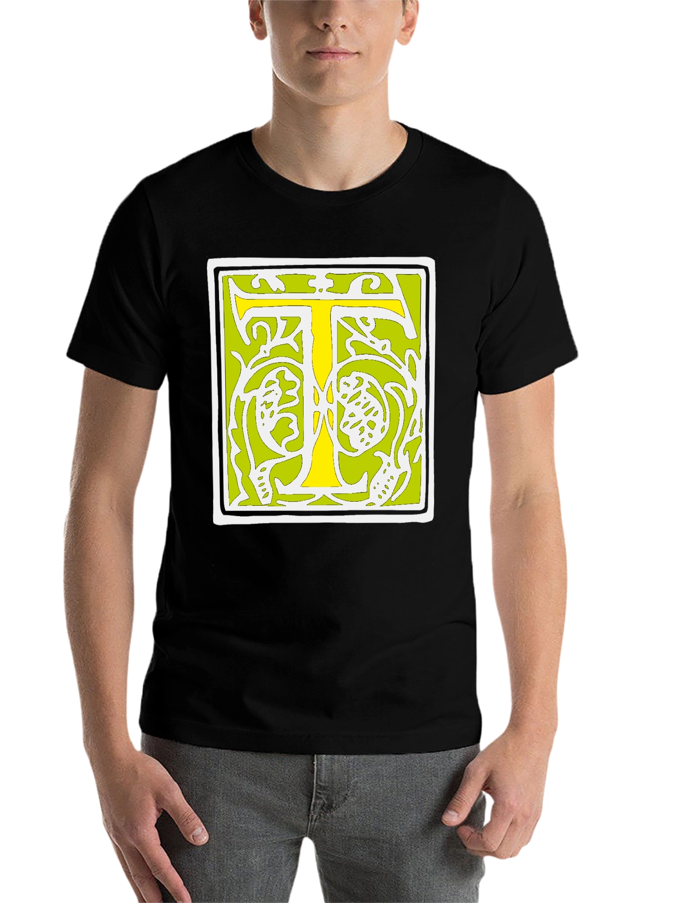 Initial T Graphic Tee - Black Cotton Blend