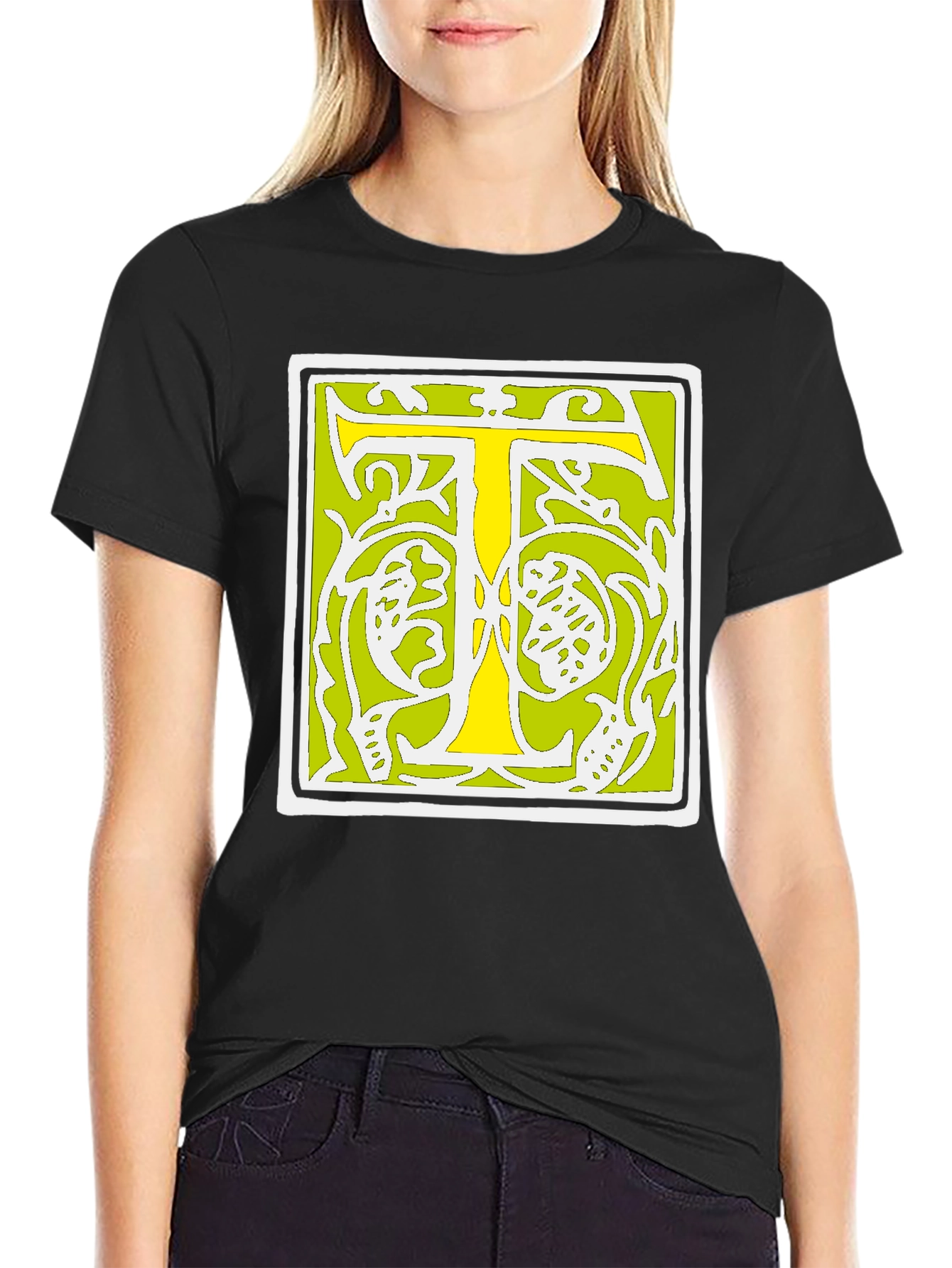 Initial T Graphic Tee - Black Cotton Blend
