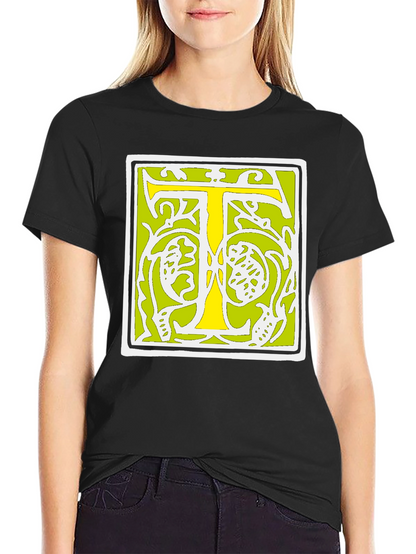Initial T Graphic Tee - Black Cotton Blend