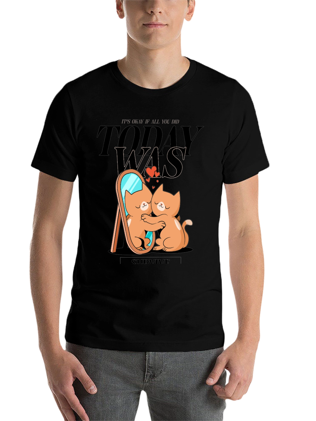 Cute Cat T-Shirt - Self Love Survive Tee
