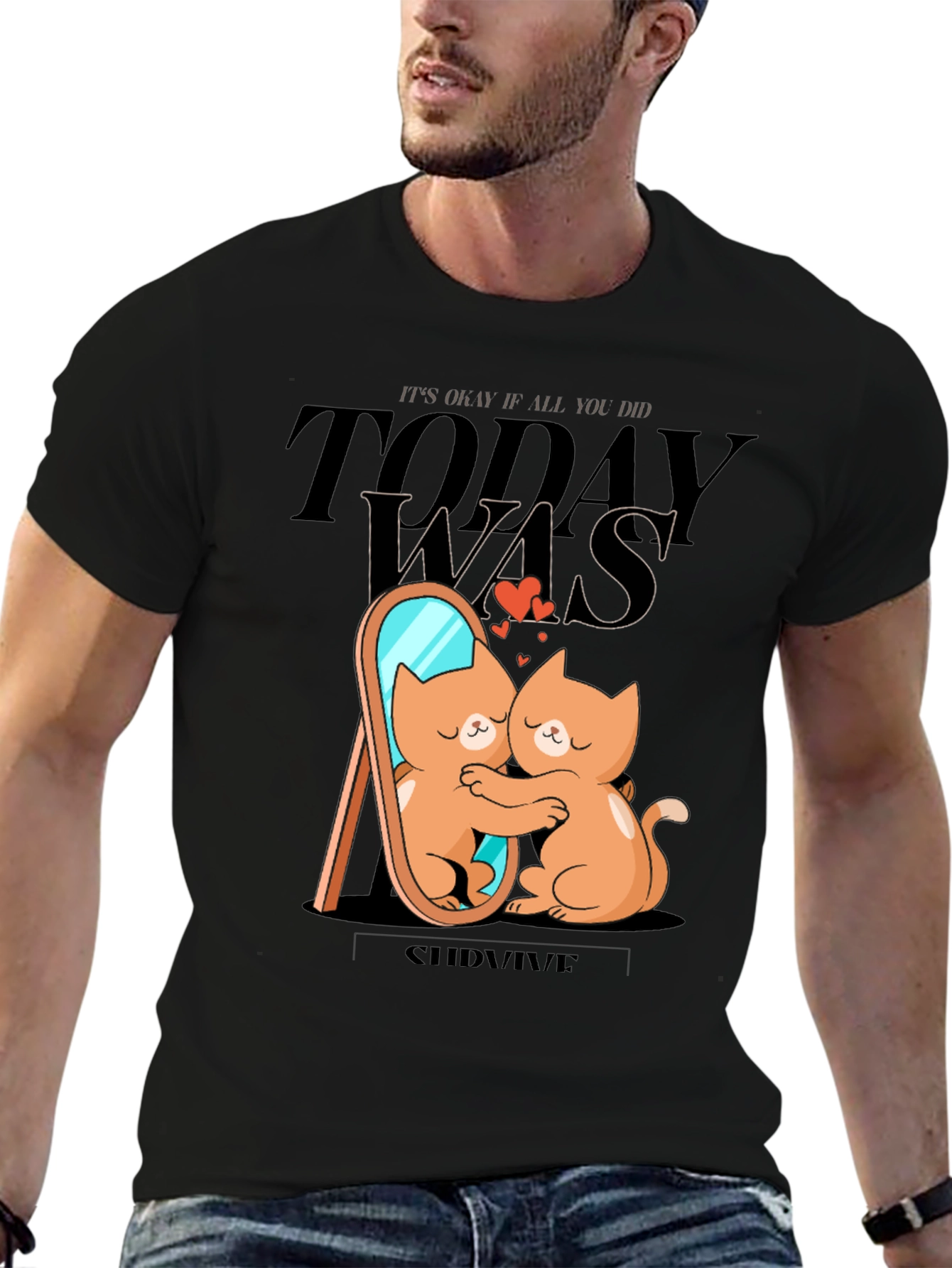 Cute Cat T-Shirt - Self Love Survive Tee