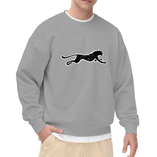 Classic Black Cheetah Minimal Grey Crewneck