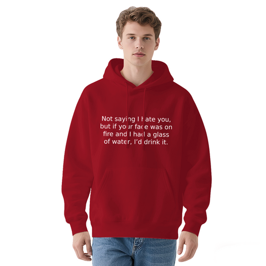 Sarcastic Rude Quote Red Hoodie, Men Funny Statement Cozy Street Top