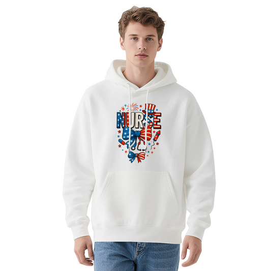 American Flag Nurse Cute White Hoodie, Soft Comfort Medical Gift Top