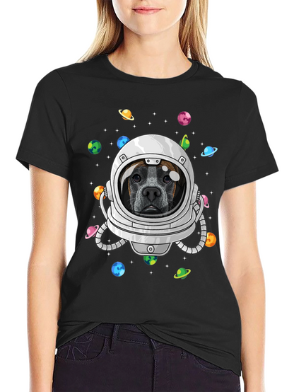 Dog Astronaut Graphic Tee - Outer Space Pup T-Shirt