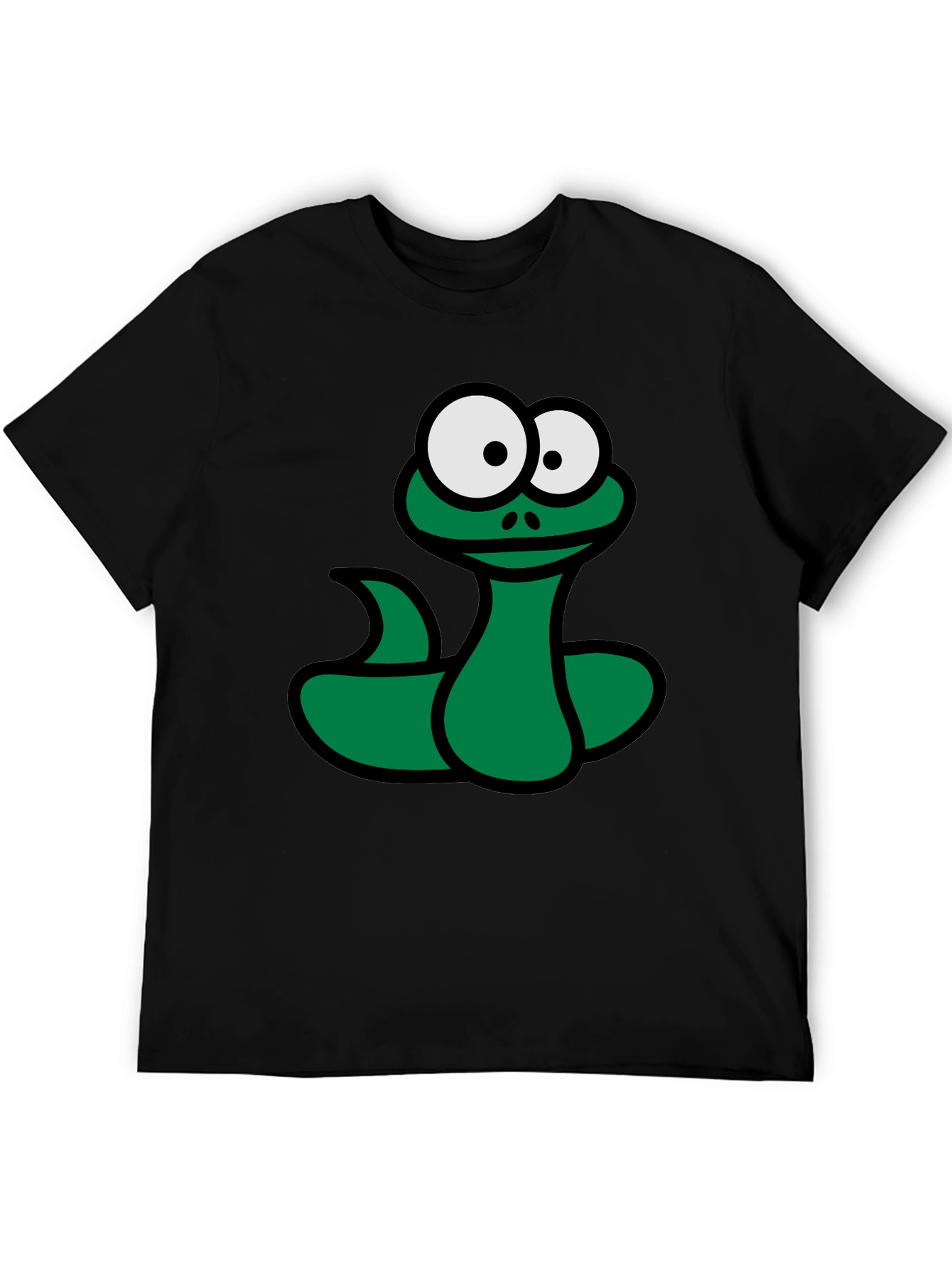 Cartoon Snake Graphic T-Shirt - Black Fun Design