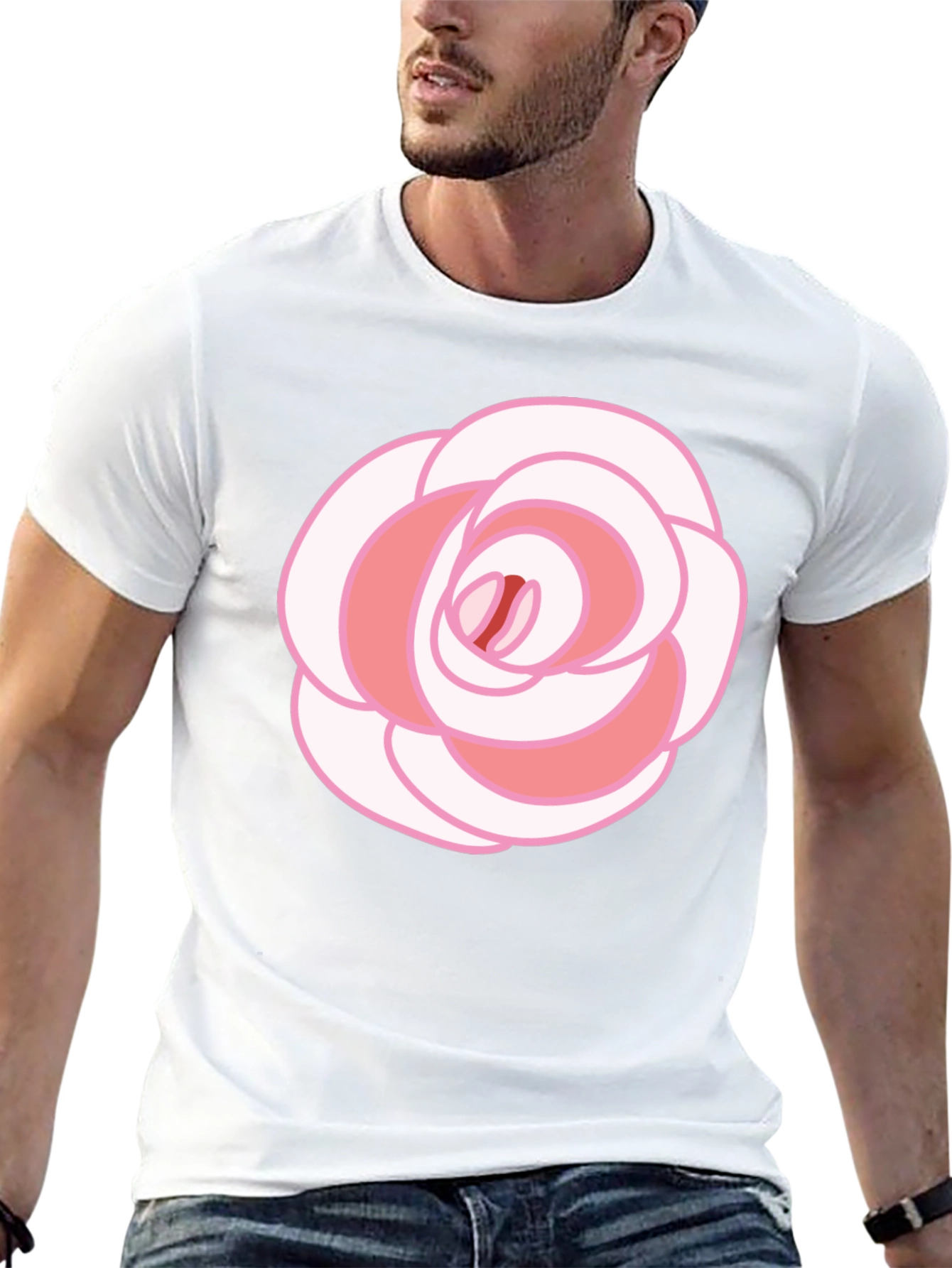 Rose Graphic T-Shirt - Black Cotton Blend