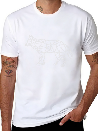 Geometric Wolf Graphic Tee - Stylish Black T-Shirt