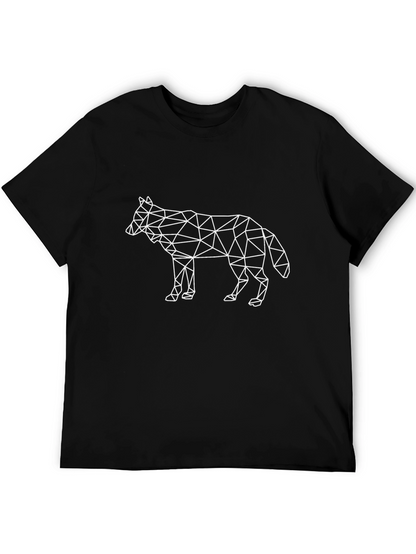 Geometric Wolf Graphic Tee - Stylish Black T-Shirt