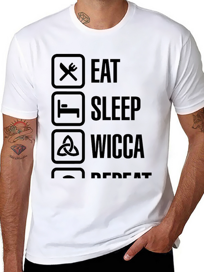 Eat Sleep Wicca Repeat T-Shirt - Black Casual Tee