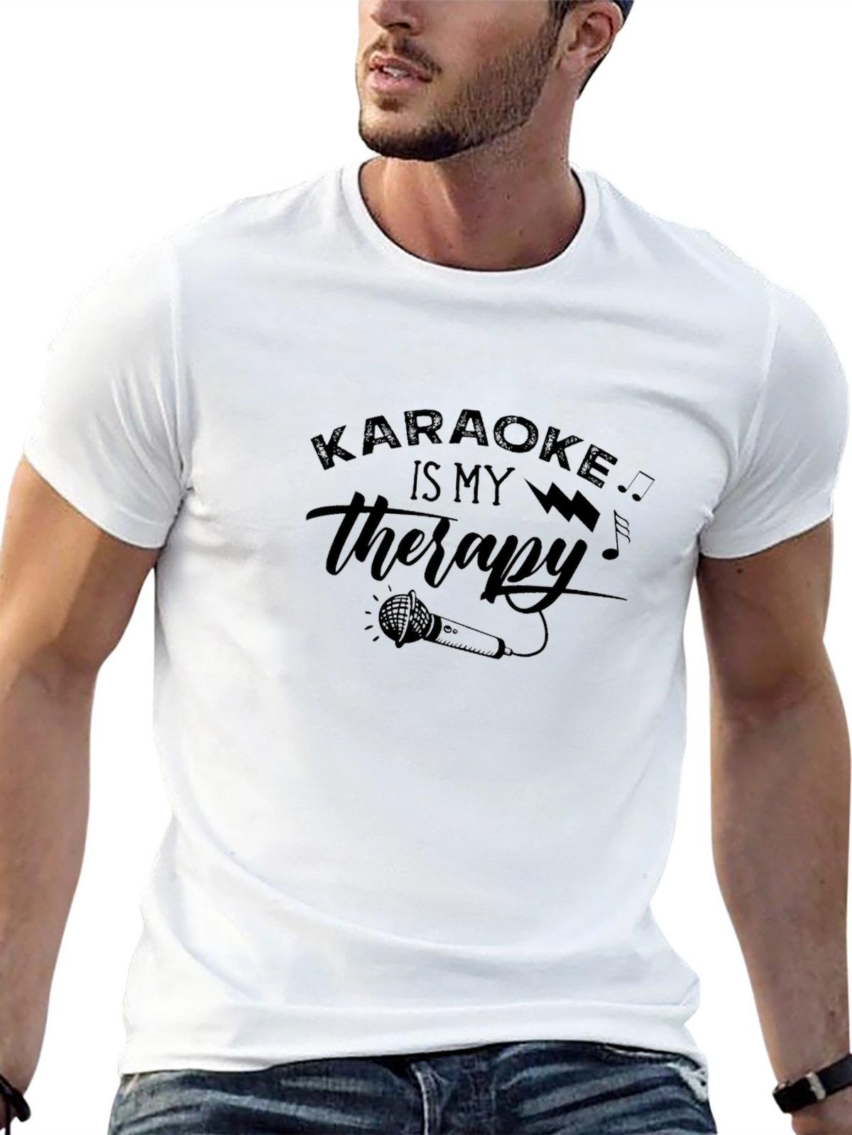 Karaoke Is My Therapy Mens Black T-Shirt