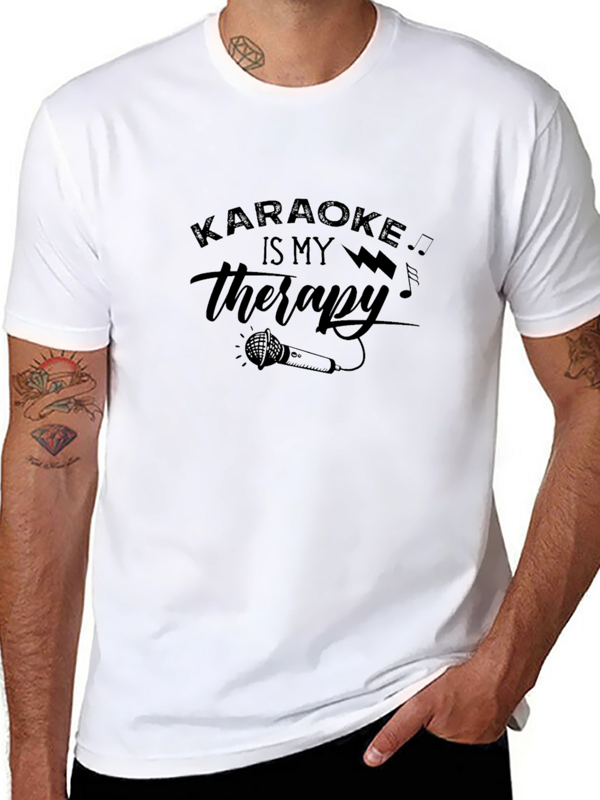 Karaoke Is My Therapy Mens Black T-Shirt