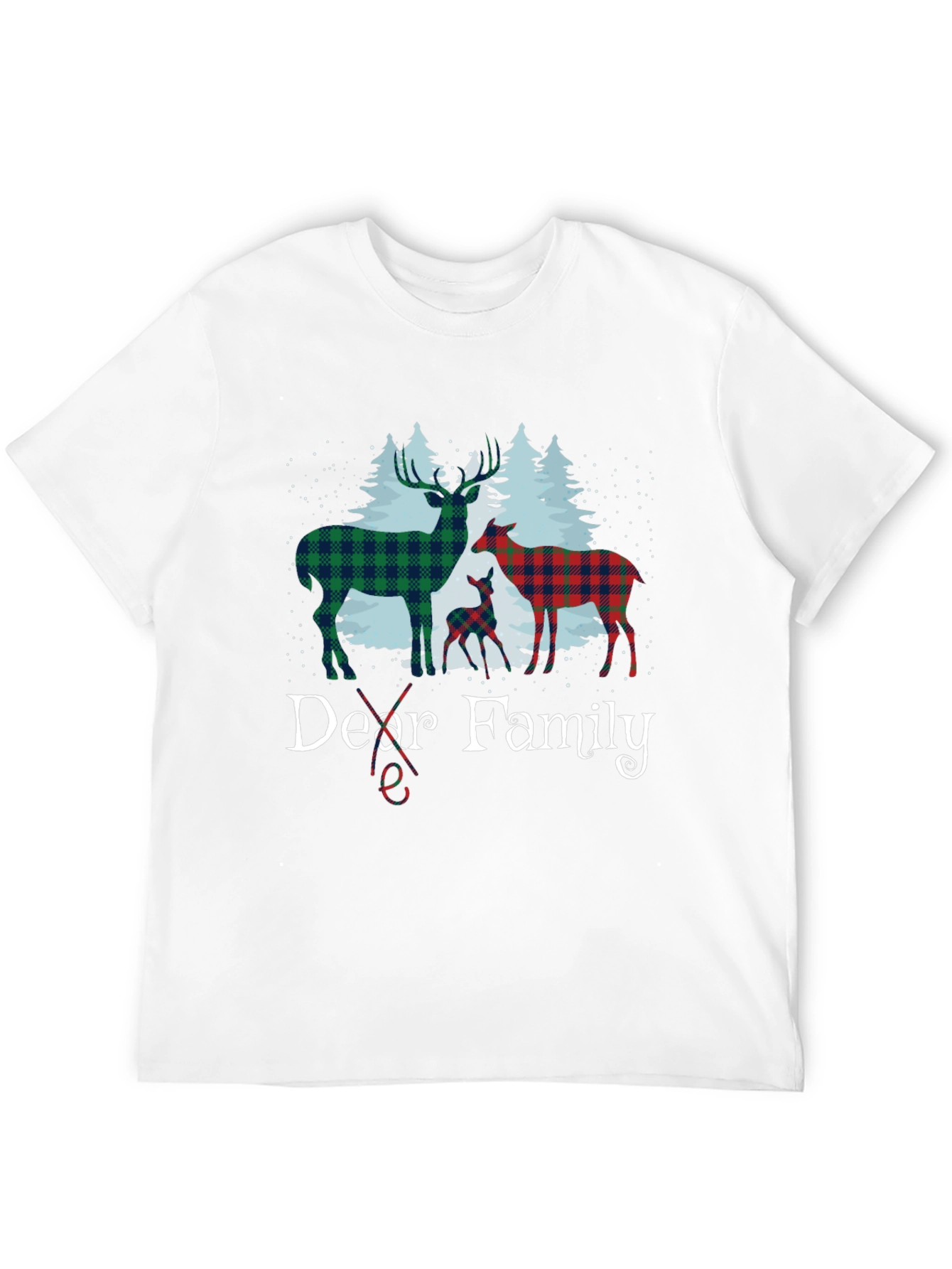 Dear Family Plaid Deer Christmas T-Shirt