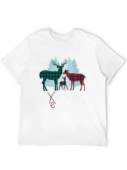 Dear Family Plaid Deer Christmas T-Shirt