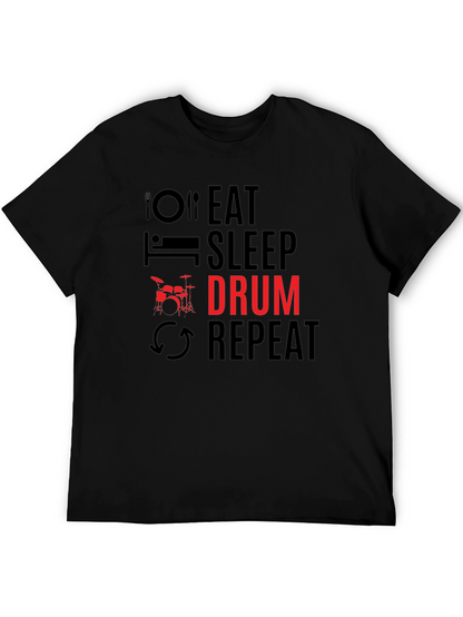 Eat Sleep Drum Repeat Black T-Shirt